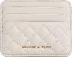 Chic Rectangular Card Holder, Elegant Quilted Rectangular Wallet, Classic Beige Card Holder For Everyday Use, Elegant White Rectangular Card Holder, Chic Rfid Blocking Rectangular Card Holder, Chic Rectangular Card Holder With Rfid Blocking, Elegant Beige Card Holder For Everyday Use, Elegant Beige Card Holder With Card Slots, Classic White Card Holder For Everyday