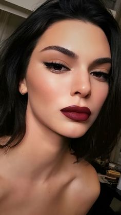 50 Stunning Red Lipstick Looks Perfect To Slay This Valentine - Woman & Lifestyle Red Lipstick With Smokey Eye, Burgundy Lips Makeup Wedding, Wine Lip Makeup Look, Wine Colour Makeup Look, Burgundy Lipstick Makeup Look, Makeup Looks Burgundy Dress, Deep Red Lip Makeup Look, Bridesmaid Makeup Dark Lip, Red Lips Fair Skin