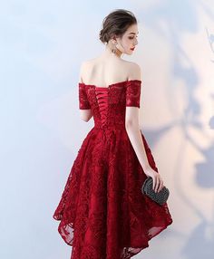 Abiti da ballo a pizzo a bassa pizzo in pizzo champagne Formal Dresses Lace, Asymmetrical Bridesmaid Dress, Short Sleeve Prom Dresses, Red Evening Dresses, Prom Dress Lace, High Low Prom Dress, Asymmetrical Maxi Dress, Tulle Tutu Dress, High Low Prom Dresses