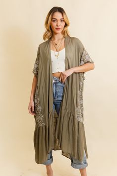 Introducing our Boho Tribal Embroidered Longline Kimono – a statement piece that effortlessly blends style and cultural flair! This longline kimono features intricate tribal embroidery, adding a bohemian touch to your wardrobe. With a relaxed fit and flowing silhouette, it's perfect for layering over any outfit. Whether you're hitting the festival scene or looking for a boho-chic layer for everyday wear, this kimono has you covered. Elevate your style with the Boho Tribal Embroidered Longline Kimono – where fashion meets cultural inspiration in one stunning piece! #lovemyleto 100% Viscose Imported Duster Kimono, Embroidered Kimono, Modern Boutique, Boutique Collection, Boho Kimono, Womens Kimono, Beautiful Evening, Boho Look, Kimonos