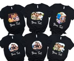 * Custom Photo Shirt, Custom Family Shirt, Family Memories Shirt, Baby shower gift, Custom Text and Photo Tee, Mother Day Gift, Mom life T-Shirts   * High quality and super soft, comfortable shirt. Made with top-of-the-line vinyl and pressed with a professional grade heat press. * Please check all color and size charts before place the order. Since all shirts are custom made based on your selection, I don't accept return or exchange unless there is an issue with your order. *We're working with different shirt brands based on the color/size availability. All shirts we use are soft style, not heavy cotton. Solid colors are all cotton and heather colors are cotton/poly blend. (there may be exceptions) *Our Sweatshirt 70% SoftLume combed and ring-spun cotton, 30% polyester fleece- with 100% So Cute Relaxed Fit T-shirt As Gift, Family Matching Short Sleeve T-shirt For Personalized Gift, Family Matching Cotton T-shirt Gift, Black Relaxed Fit T-shirt As Gift, Casual T-shirt With Custom Print For Family Events, Unisex Black T-shirt For Family, Black T-shirt With Custom Print For Family Events, Casual Pre-shrunk T-shirt For Family Events, Funny Short Sleeve T-shirt For Family Events