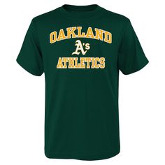 Youth Oakland Athletics Green Heart & Soul T-Shirt Pre-shrunk Team-colored Fan Apparel T-shirt, Sporty College T-shirt With Team Logo, Collegiate T-shirt With Team Logo For Sports Events, College Fan Apparel T-shirt With Team Name, Sporty T-shirt With Text Print For Sports Events, Sports Season Team T-shirt Fan Apparel, Sports Season Team Name Fan T-shirt, Sports Season Team Fan T-shirt, Green Short Sleeve T-shirt For College