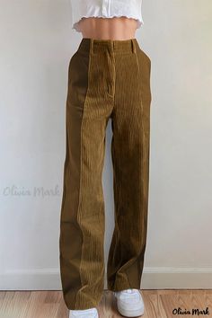 Olivia Mark - Premium Womens High-Waisted Streetwear Pants with Elegant Contrast Patchwork Design Corduroy Patchwork, Outfit Pieces, Summer 22, Fashion Man, Clothes Women, Lovely Clothes, Green And Khaki, Patchwork Designs, Hippie Style