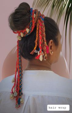 String Hair Wraps, Brown Ponytail, Hair Acessories, Wedding Hair Jewelry, Braids Hair, Braid In Hair Extensions, Hair Jewelry Wedding, Braided Ponytail, Colorful Boho