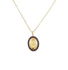 Discover divine elegance with our 14K Gold Miraculous Medal Necklace adorned with a vibrant color stone border. Crafted with reverence and precision, this necklace features the iconic Miraculous Medal in radiant 14K gold, encircled by a captivating border of Ruby, Blue Sapphire, or Emerald gemstones. With a total weight of 0.36 carats in colorful gemstones, this necklace exudes a timeless charm and spiritual significance. Whether worn for everyday inspiration or as a cherished symbol of faith on Gold Sapphire Necklace Hallmarked, Elegant Oval Necklace With Miraculous Medal, Elegant Round Miraculous Medal Jewelry, Sapphire Pendant Necklace With Hallmark, Elegant Miraculous Medal Jewelry, Elegant Miraculous Medal Round Pendant Jewelry, Elegant Oval Miraculous Medal Jewelry, Elegant Pendant Necklace With Miraculous Medal, Elegant Miraculous Medal Pendant Necklace