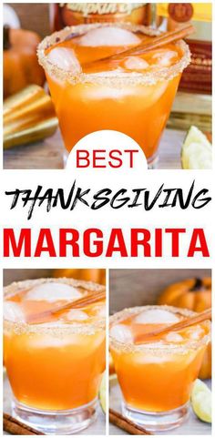 this thanksgiving margarita is the perfect drink to serve for your next holiday party it's made with orange juice, cinnamon and sugar