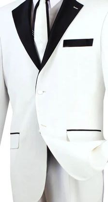 Turn heads in this pristine white tuxedo from the Salinger Sleek Collection. Designed in luxurious wool-feel fabric, it features a single-breasted, 2-button blazer with a fancy lapel and pleated, sateen-trimmed pants. An exquisite choice for weddings or other special occasions. Bullet Points: Luxurious Wool Feel: Ultimate comfort and luxury. Single Breasted 2 Buttons: Timeless and stylish. Fancy Lapel: A unique touch for a special day. Pleated, Sateen-Trimmed Pants: Elegance down to the details. White Tuxedo, Bullet Points, Pleated Pants, Blazer Buttons, Sleek Look, Workout Shorts, Formal Event, Custom Fit, Single Breasted