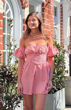 Off The Shoulder Red Gingham Mini Dress

How to style:
This Love Lost Off The Shoulder Red Gingham Mini Dress () is perfect for adding a feminine touch to your wardrobe. The corset () style bodice and flowy design create a flattering silhouette. Whether you're attending a summer () event or heading out for a date, this lightweight gingham print dress will make a chic statement.

Features:


  
 * Mini length 
 * Light weight material 
 * Invisible left side zip 
 * Off the shoulder design 
 * Pu Red Gingham Outfit, Chic Gingham Mini Dress With Ruffles, Spring Gingham Mini Dress With Ruffle Hem, Summer Gingham Mini Dress With Ruffles, Red Gingham Mini Dress, Casual Gingham Plaid Mini Dress, Gingham Mini Dress, Gameday Fits, Love Lost