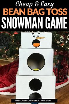 a snowman game made out of cardboard boxes