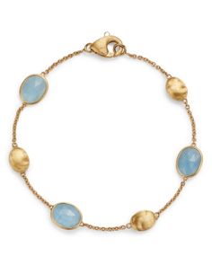 Marco Bicego 18K Yellow Gold Siviglia Aquamarine & Textured Bead Link Bracelet Marco Bicego, Bracelet Online, Blue Bracelet, Link Bracelets, Blue Gold, Aquamarine, Jewelry Accessories, Yellow Gold, Luxury Fashion