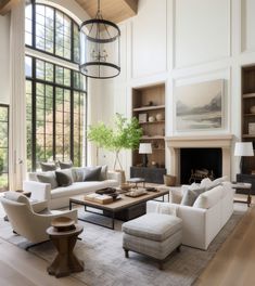 Tall Ceiling Living Room, Large Living Room Layout, Formal Living Room Designs, High Ceiling Living Room, Classic Living Room, Transitional Living, Living Room Ceiling, Transitional Living Rooms