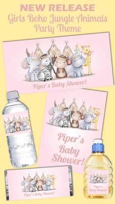 a baby shower bottle with its name on it