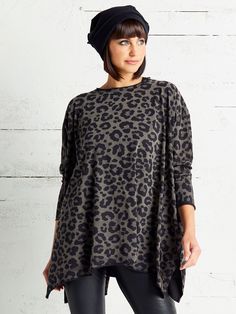 Leopard Swing T from PLANET by Lauren G Oversized Leopard Print Top, Oversized Leopard Print Tops With Long Sleeves, Leopard Print Relaxed Fit Top For Fall, Leopard Print Top With Relaxed Fit For Fall, Leopard Print Tops With Relaxed Fit For Fall, Leopard Print Cotton Tops For Fall, Fall Leopard Print Cotton Tops, Neutral Basics, Planet Clothing