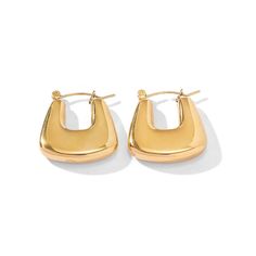 Make a statement with our 18K Hollow Geometric Hoops! Trendy and versatile, these lightweight earrings are perfect for any occasion. Crafted from stainless steel and finished in 18K gold for a chic and stylish look. Hypoallergenic, so you can wear them comfortably all day long! Measures 21MM Geometric Hoop Earrings, Chunky Hoop Earrings, Chunky Earrings, Chain Anklet, Small Earrings, Gull, Stainless Steel Earrings, Daily Look, Huggies Earrings