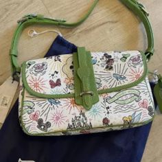 Brand New With Tags And Bag Never Used And Only Taken Out Of Blue Cover Bag To Take Picture. Green Sketch, Disney Bags, Disney Bag, Green Park, 10 Anniversary, 10th Anniversary, Crossbody Purse, Disney Parks, Dooney Bourke