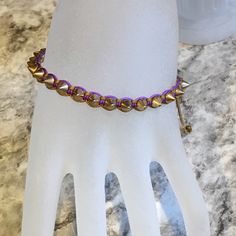 Brand New Adjustable Bracelet. Spikes And Silk Thread With Chinese Knot Closure Making This Bracelet Size Adjustable. Chinese Knot, Silk Thread, Adjustable Bracelet, Bracelet Sizes, Purple Gold, Womens Jewelry Bracelets, Knot, Thread, Women Jewelry