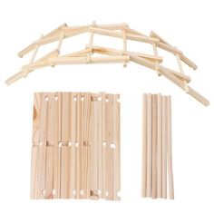 a set of wooden pegs and pieces of wood