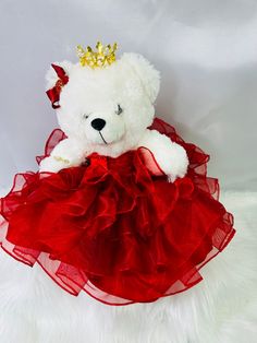 Osito Bear Quince, Quince Bear, Organza Dress, Elegant Look, Red Apple, Your Special, Quince, Quinceanera, Ruffles