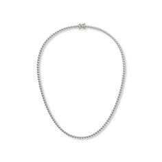 #color_18k-white-gold-vermeil Silver Meaning, 3 Carat Diamond, Diamond Tennis Necklace, Tennis Chain, Understated Luxury, Classic Necklace, Tennis Necklace, 3 Carat, Real Diamonds