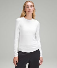 Lululemon Shirt, Joe Wicks, Lululemon Long Sleeve, Lululemon Tops, Lululemon Women, Womens Long Sleeve Shirts, Second Skin, Bago, White Long Sleeve