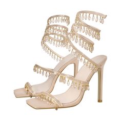 Evening Wedding Shoes With Open Toe, Open Toe Heels For Gala And Party Season, Glamorous Open Toe Heels For Events, Elegant Closed Toe Sandals For Party Season, Elegant Open Toe Sandals For Party Season, Evening Wedding Sandals With Rhinestones, Champagne High Heel Sandals For Wedding, Open Toe Evening Wedding Heels, Sparkling Open Toe Wedding Shoes For Prom