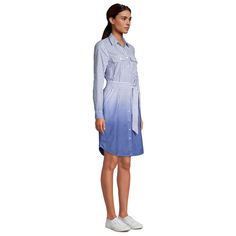 You'll love the polished, casual style of this women's Lands' End shirtdress.Finding the perfect fit and size for women's clothing requires basic measurements of your chest, waist, hips and inseam. Use this guide to learn more about sizing and everything Kohl's has to offer in women's fashion. Button front with collar Long sleeves Coordinating sash belt 2 chest pockets Lightweight cotton construction UnlinedFIT & SIZING 40-in. approximate length from shoulder to hem Shirtdress stylingFABRIC & CA Polished Casual, Polished Style, Dress Guide, Sash Belt, Plus Size Shorts, Long Sleeve Shirt Dress, Plus Size Tops, Lands End, Plus Size Dresses