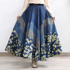 Descriptions Embrace vintage vibes with our Retro Denim Splicing A-line Skirt! Featuring a classic A-line silhouette and denim splicing, it's a must-have for any fashion-forward individual. The perfect combination of style and comfort, this skirt will take your outfit to the next level. Upgrade your wardrobe today! Details Silhouette: A-lineMaterial: DenimOccasion: DaytimeProcess: SplicedApparel Closure Type: ElasticRise Style: High WaistTheme: Summer, Spring, AutumnColor: BlueSize: One Size Size Chart Length: 90 cm/ 35.43 ''Waist: 68-108 cm/ 26.77-42.52 ''Hem: 620 cm/ 244.09 '' Long Skirts, Comfortable Flats, Bag Dress, Style Guide, Vintage Vibes, Cardigan Jacket, British Indian, A Line Skirt, A Line Skirts