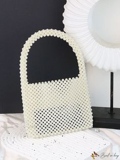 Bird in Bag - Fashionable Faux Pearl Beaded Handbag for Evening Wear Elegant Beaded Summer Bags, Beaded Beige Shoulder Bag For Shopping, Chic Beaded Tote Bag, Beige Beaded Shoulder Bag For Shopping, White Beaded Shopping Bags, Chic Beaded Cream Bag, Chic Cream Beaded Bags, Chic Cream Beaded Bag, Chic Beaded Shoulder Bag For Shopping