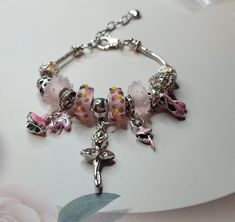 Pink ballet ballerina cute glassed flowers, pandora style bracelet. Ballet Shoes Dangle Charm Dance Pink , Ellie Core, Pandora Style Bracelet, Birthday Jewelry, Pandora Style, Bracelet Style, Fashionista Clothes, Dream Jewelry, Pretty Jewellery, Charm Bracelets