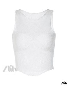 Zlily - Stylish and Sexy Hollowed-Out Round Neck Sleeveless Crop Top Sleeveless Crop Top, Workout Clothes, Round Neck, Crop Top, Slim Fit, Solid Color, Sleeve Length, Crop Tops, Pattern