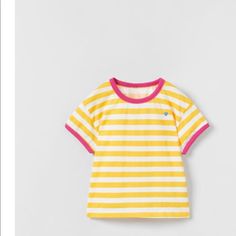 Zara Striped Ribbed T-Shirt Stripe Tee, Zara Girl, Zara Shirt, Striped Tee, Green Stripes, Pink Yellow, Kids Shirts, Shirts Tops, Colorful Shirts