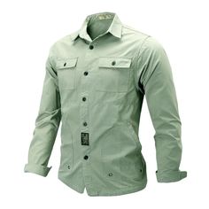 Shirts Type: Casual Shirts Applicable Scene: CASUAL Style: Casual Sleeve Length(cm): Full Applicable Season: Spring and Autumn Gender: MEN Item Type: SHIRTS Material: cotton Collar: Turn-down Collar Closure Type: Single Breasted Sleeve Style: regular Fabric Type: Broadcloth Pattern Type: Solid cotton: casual Tactical Shirt, Men Shirt Style, Collar Shirt, Spring And Autumn, Lapel Collar, Casual Shirts For Men, Collar Shirts, Types Of Shirts, Single Breasted