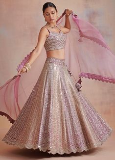 Kaynaat Plum and Rose Embroidered Lehenga Set Suhino - Fabilicious Fashion Dress India, Mirror Work Lehenga, Work Lehenga, Embroidered Lehenga, Zari Work, Organza Dupatta, Silk Lehenga, Lehenga Designs, Designer Dresses Indian