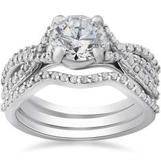 a white gold diamond engagement ring set