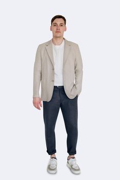 Refresh your look with the Men's Natural Linen Blazer, crafted from high-quality heavy-weight linen. This versatile jacket is ideal for any setting, blending style with comfort. The natural color and breathable fabric ensure you stay cool and stylish from morning to night. * Material: 100% Heavy-Weight Linen * Color: Natural Linen * Fit: Regular * Design: Single-breasted with two coconut shell buttons * Care Instructions: Dry clean recommended, or hand wash and line dry Perfect for the modern ma Tailored Linen Tweed Jacket For Winter, Winter Linen Business Blazer, Winter Business Linen Blazer, Tailored Linen Outerwear For Winter, Tailored Linen Winter Outerwear, Winter Linen Blazer With Notch Lapel, Classic Linen Long Sleeve Sport Coat, Classic Long Sleeve Linen Sport Coat, Tailored Linen Sport Coat For Winter