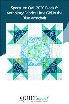 the front cover of a quilt book with an image of a blue and green star