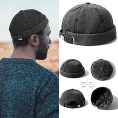 Brimless Men Cotton Rolled Vintage Docker Beanie Hat *New* Arrives New Can Be Unisex Trendy 100% Cotton Adjustable Black Beanie With Short Brim For Outdoor, Casual Black Beanie With Short Brim, Docker Hat Outfit, Harley Davidson Hats, Carhartt Hat, God Mode, Trendy Caps, Ralph Lauren Hats, Brimless Hat