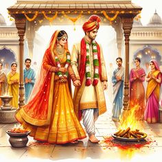 #Hinduwedding #marriedcouples #husband #wife #saatphere Varmala Indian Weddings Illustration, Husband Wife Images, Husband And Wife Images, Hindu Marriage, Traditional Couple, Marriage Images