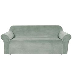 a light green couch on a white background