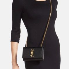 Ysl Black Kate Small Crossbody. Overall Condition Is Excellent. Very Light Signs Of Use To Logo. This Was Rarely Carried And Is Ultra Chic, Will Elevate Any Outfit And Can Be Dressed Up Or Down! Gold Tone Hardware And Will Come Carefully Packaged With Duster. Dims: 6.75x1.75x4.5” Ysl Small Bag, Ysl Cassandra, Bags Ysl, Ysl Purse, Ysl Kate, Ysl Saint Laurent, Saint Laurent Bags, Yves Saint Laurent Bags, Small Crossbody