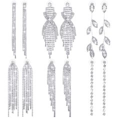 PRICES MAY VARY. Rhinestone Earring Set: we have provided you with 6 pairs of dangle tassel earrings, designed in 6 different styles; Sufficient quantity and diversified styles can easily meet your decoration or replacement needs, making you elegant and charming Exquisite Workmanship: prom jewelry earrings are made of quality alloy and dazzling rhinestones, with fine polishing technology; With the lovely tassel design, each pair of earrings will radiate beautiful and elegant light, which will ma Dr Belongings, Prom Jewelry Earrings, Long Earrings Silver, Dream Earrings, Shiny Earrings, Silver Chandelier Earrings, Wedding Chandelier, Long Silver Earrings, Geometric Figures