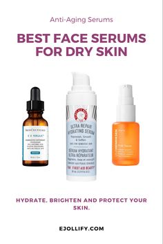 Face serums have a unique ability to thoroughly infiltrate the skin. This makes them very efficient to deliver potent ingredients right where they’re needed, especially for anti aging skincare routine. They help dry skin by hydrating it on a deeper level making the upcoming moisturizer all the more efficient. From drugstore to high end, here's the best serums for dry skin with vitamin C. But first, let’s see how beneficial they actually are. #bestfaceserumsfordryskin #besthydratingfaceserums Serums For Dry Skin, Best Hydrating Serum, Best Serums, Serum For Dry Skin, Best Face Serum, Face Serums, Anti Aging Skincare Routine, Best Acne Products, Budget Beauty