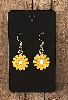 Daisy Yellow Earrings Retro Flower Power Boho Fishhook Dangle Earrings | eBay Casual Dangle Jewelry For Spring, Casual Spring Earrings Perfect For Gifts, Casual Spring Earrings For Gift, Summer Dangle Flower Earrings Gift, Spring Flower Earrings For Gifts, Summer Flower Dangle Earrings Gift, Adjustable Flower Earrings For Spring Gift, Casual Dangle Earrings For Spring, Casual Gold Flower Shaped Jewelry