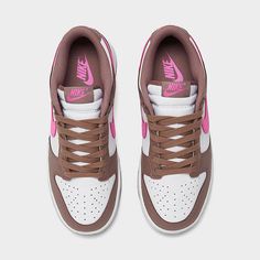 Nike Air Force Shoes Women, Women’s Nike Dunks Low, Brown And Pink Dunks, Woman’s Shoes, Cheap Dunks, Shoe For School, Cute Shoes For School, Shoes For Back To School, Sneakers For School