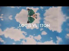 the words louis vuitton are placed in front of a photo of two people