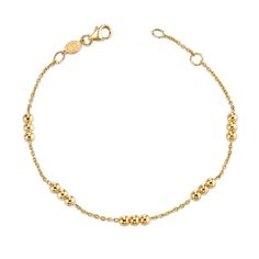 Dainty Triple Gold Bead Bracelet – Baby Gold Dainty Yellow Gold Bracelets With Spacer Beads, Elegant Chain Bracelet With Tiny Beads, Elegant Chain Bracelet With Gold Beads, Elegant Beaded Chain Bracelets, Classic Yellow Gold Bracelet With Spacer Beads, Dainty Yellow Gold Chain Bracelet With Tiny Beads, Gold Bracelet With Delicate Chain, Elegant 14k Gold Beaded Bracelets With Spacer Beads, Dainty Yellow Gold Bracelet With Gold Beads