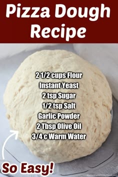 a pizza dough recipe with instructions on how to make it in the microwave or oven