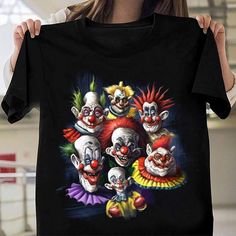 Get your product: Killer Klowns From Outer Space Evil Nightmare Clowns 80's Horror Men's T-shirt
1. PRODUCT INFORMATION:

Proudly printed in America
5.3 oz, unisex fit
Heavy cotton, classic midweight fabric
Material: 100% cotton | Dark Gray: 50% cotton:50% polyester | Light Gray: 90% cotton:10% polyester
Double-needle stitched neckline, bottom hem, and sleeves
Quarter-turned to eliminate center crease
7/8 inch collar
Tear-away label
Machine-wash safe
Copyrighted artwork
2. SIZE CHART:
3. RETURN: Killer Klowns From Outer Space, 80s Horror, Outer Space, Vintage Halloween, Halloween Gifts, Formal Event, Sports Women, Shirt Style, Men's T Shirt