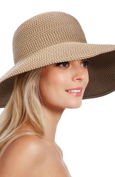 An elegant broad-brim sun hat is woven from airy, lightweight straw for a look that's both graceful and chic. Style Name:Eric Javits 'Hampton' Straw Sun Hat. Style Number: 1022951. Wide Brim Hats For Pool, Wide Brim Panama Hat With Upf 50+ For Travel, Classic Travel Hats With Uv Protection, Elegant Sun Hat With Upf 50+ And Curved Brim, Elegant Fedora Straw Hat With Upf 50+, Beige Toquilla Straw Sun Hat For Travel, Elegant Boater Hat For Vacation, Elegant Fedora Sun Hat With Upf 50+, Chic Travel Boater Hat With Upf 50+