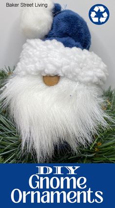 Craft tutorial for DIY Gnome Ornaments using Mio water enhancer containers, Diy Gnome Ornaments, Crochet Christmas Wreath, Diy Gnome, Gnome Tutorial, Handmade Christmas Crafts, Gnomes Diy, Crochet Christmas Decorations, Moms Crafts, Water Enhancer